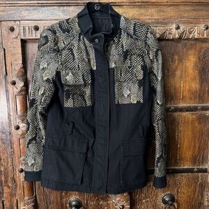 Designer Snakeskin Contrast Moto Jacket Size Small/Medium (Label Removed)